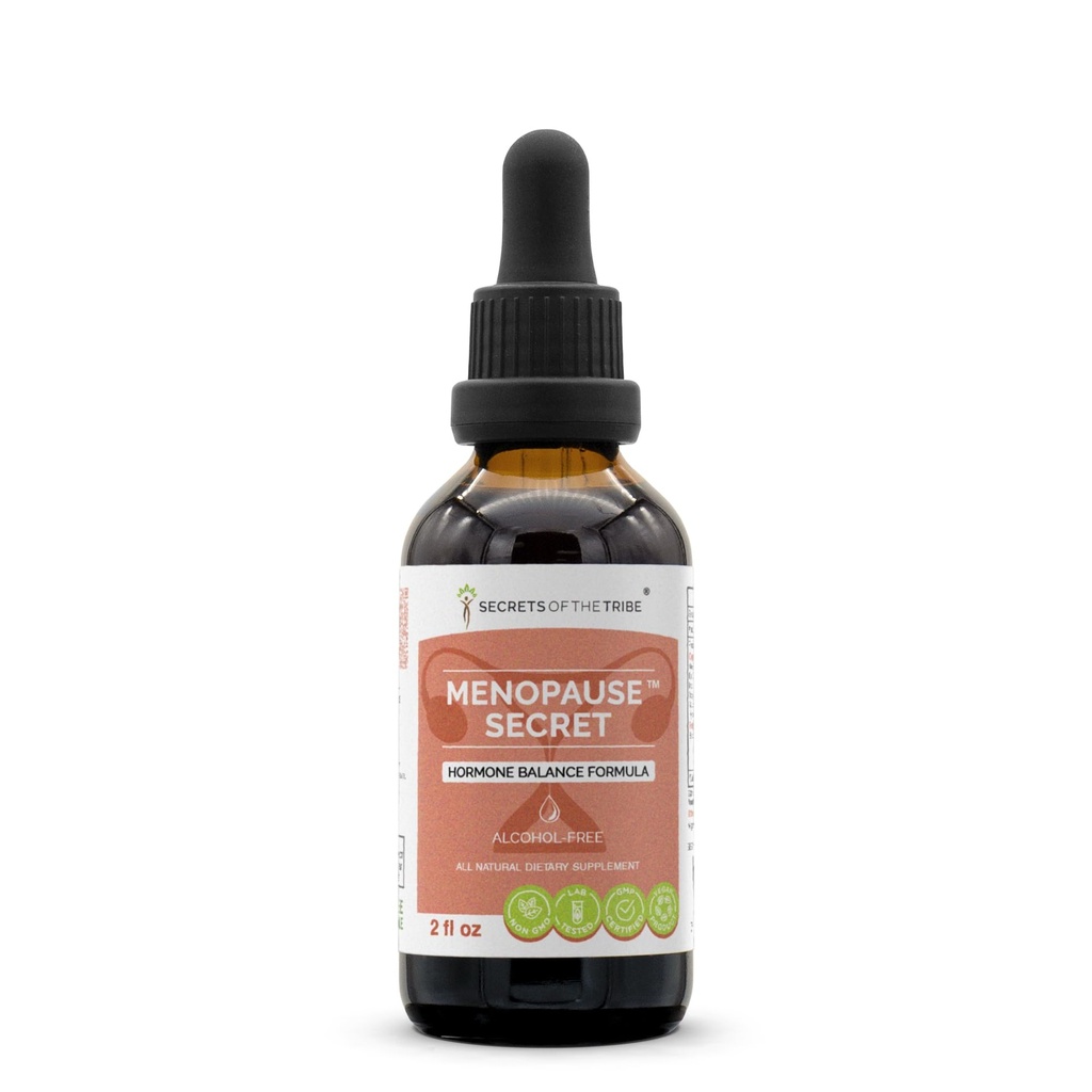 Menopause Secret Alcool-Free, Glycerite Black Cohosh, Vitex, Red Clover, Maca, Dong Quai, St. John's Wort. Tinctură, extract de plante hormon de echilibru Formula 2 OZ