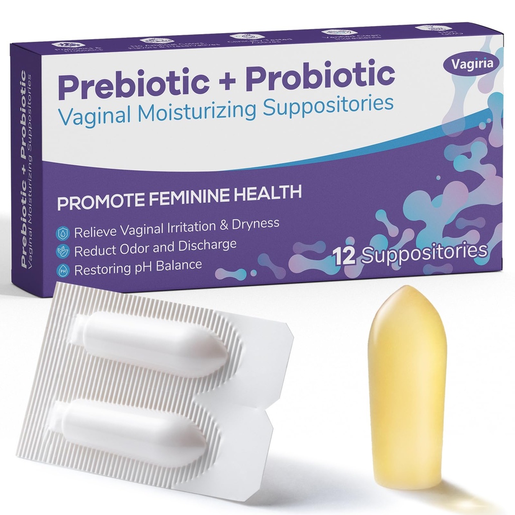 Probiotice vaginale, Prebiotice Infuzate cu acid hialuronic, Tea Tree, şi vitamina C&E, pH-ul de susţinere a balanţei Formula lupte uscat, Odor şi Discomfort, Restaurare Feminine Health(12 Counts)
