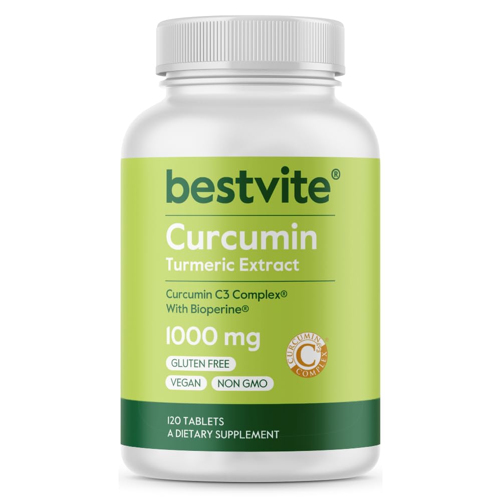 Curcumină 1000 mg (Turmeric)(120 comprimate) Made with Curcumin C3 Complex & Bioperine - Standardized to 95% Curcuminoide - Vegan