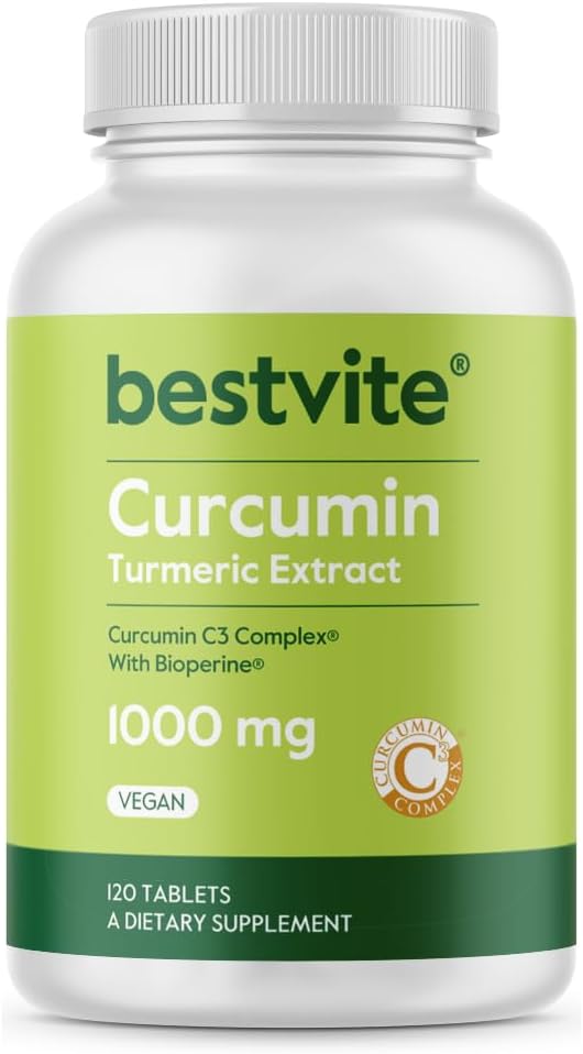 Curcumină 1000 mg (Turmeric)(120 comprimate) Made with Curcumin C3 Complex & Bioperine - Standardized to 95% Curcuminoide - Vegan