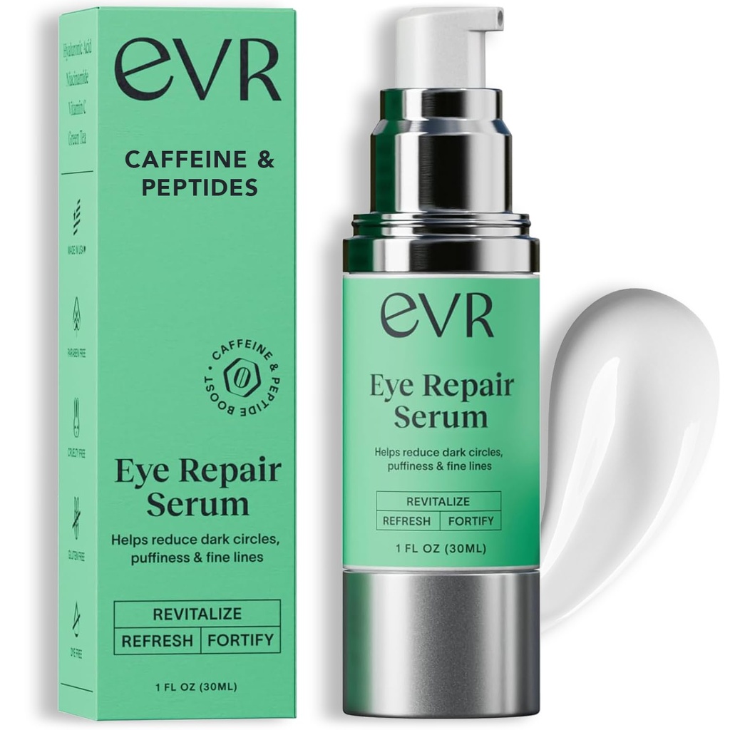 Cafeina Crema ochi pentru cercuri întunecate Puffiness și riduri - Fragrance Free - Îngrijirea ochilor anti-îmbătrânire pentru piele sensibilă - Made in the USA for Men and Women - 1 Oz