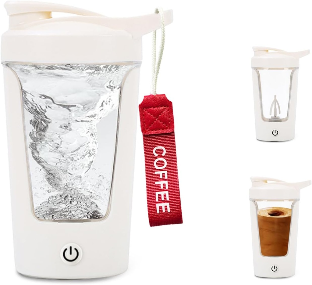 Electric Shaker Sticla, Proteina portabila, Cupa Mixer, Agitator USB C pentru Shake-uri de proteine netede, BPA-Free, Tritan, 450ml, 16oz, Cupa Stir, 500mAh Reîncărcabil