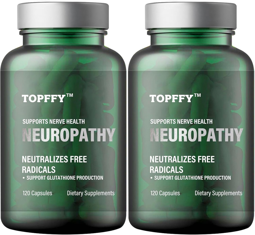 Neuropatie Blend nutritional pentru Nervi Discomfort Relief, cu 600 mg Alpha Acid Lipoic -Benfotiamină, maximum de rezistență vitamine naturale nervoase, de încredere pentru picioare, mâini, degete, picioare deget