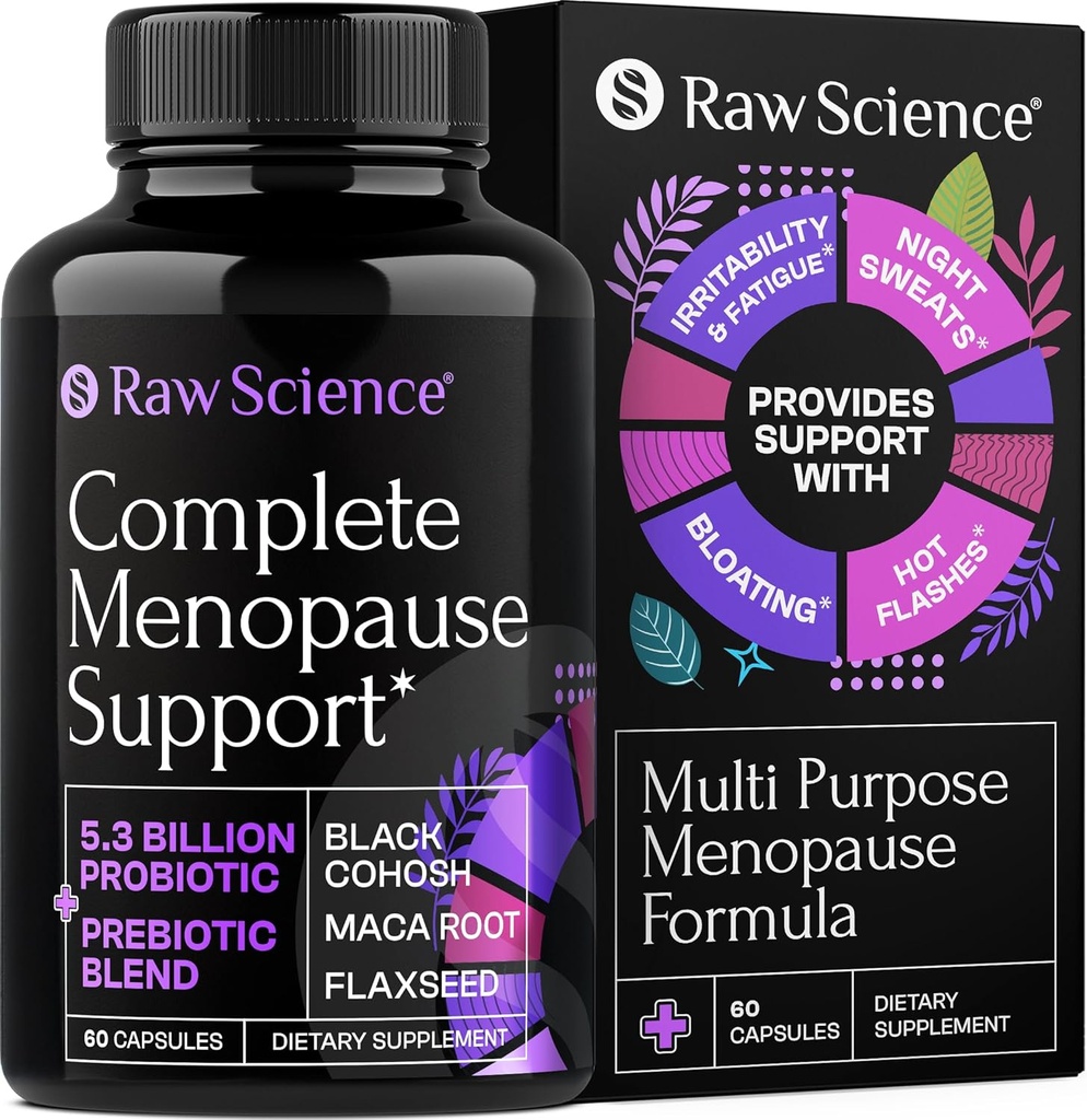 Menopause Supplements for Women - Black Cohosh for Menopause Hot Flashes, Night Sweats & Hormone Balance with DIM, Vitex, Dong Quai, Red Clover - Complete Menopause Support Vaginal Health, 60 Capsules
