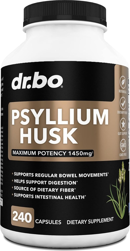 Psyllium Husk Capsule Fiber Supliment - Capsule cu pulbere naturală pentru constipație Relief pentru adulți - Soluție nutrițională Pastile de fibre & Zilly Regularity Supplements - Seminte vrac Husks Digestion
