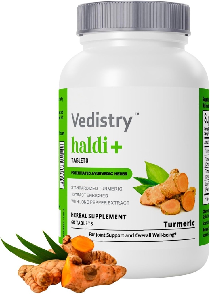 Haldi+ 850 mg Tablete Turmeric cu 95% Curcumin & Long Pepper  