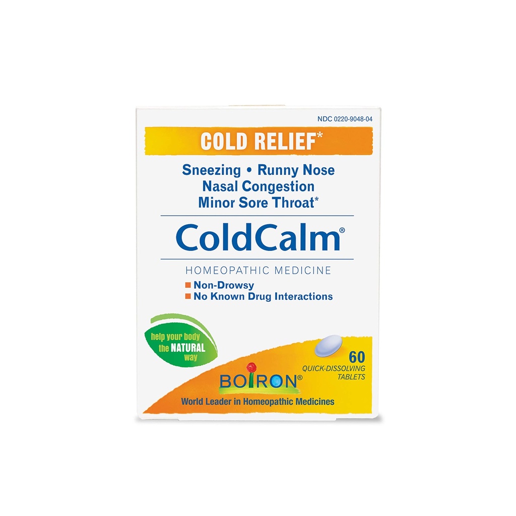 Boiron ColdCalm Tablets for Relief of Common Cold Simptomescum ar fi Strănut, Runny Nose, Sore Throat, and Nasal Congestion - Non-Drowsy - 120 Count (2 Pack)