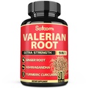 Satoomi capsule de rădăcină valeriană - 9 plante aromatice naturale - Ashwagandha, Turmeric, ghimbir, scorțișoară ceylon - 90 capace pentru alimentarea cu 3 luni