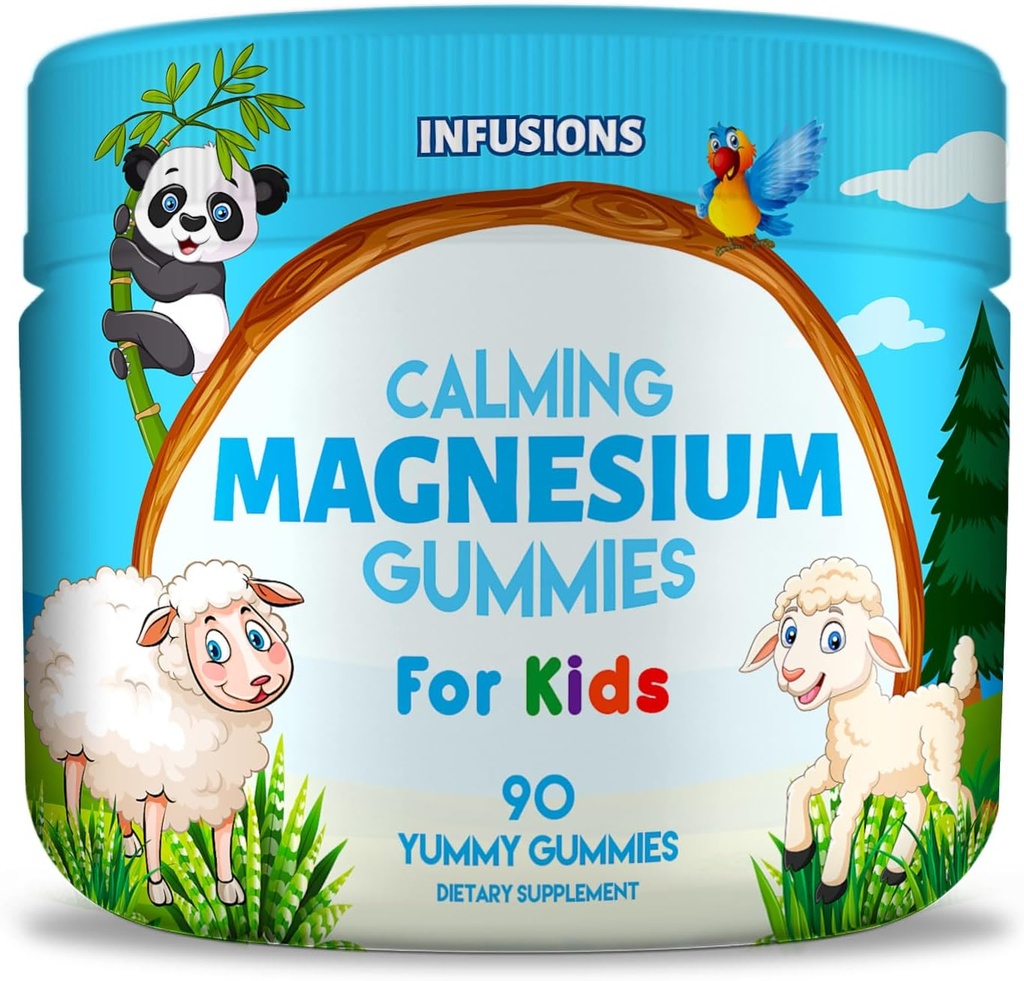 Infuzii calma Gume de magneziu pentru copii 90 conte - sănătos musculare suport de energie osoasă moale și delicios Vegan prietenos & non-GMO