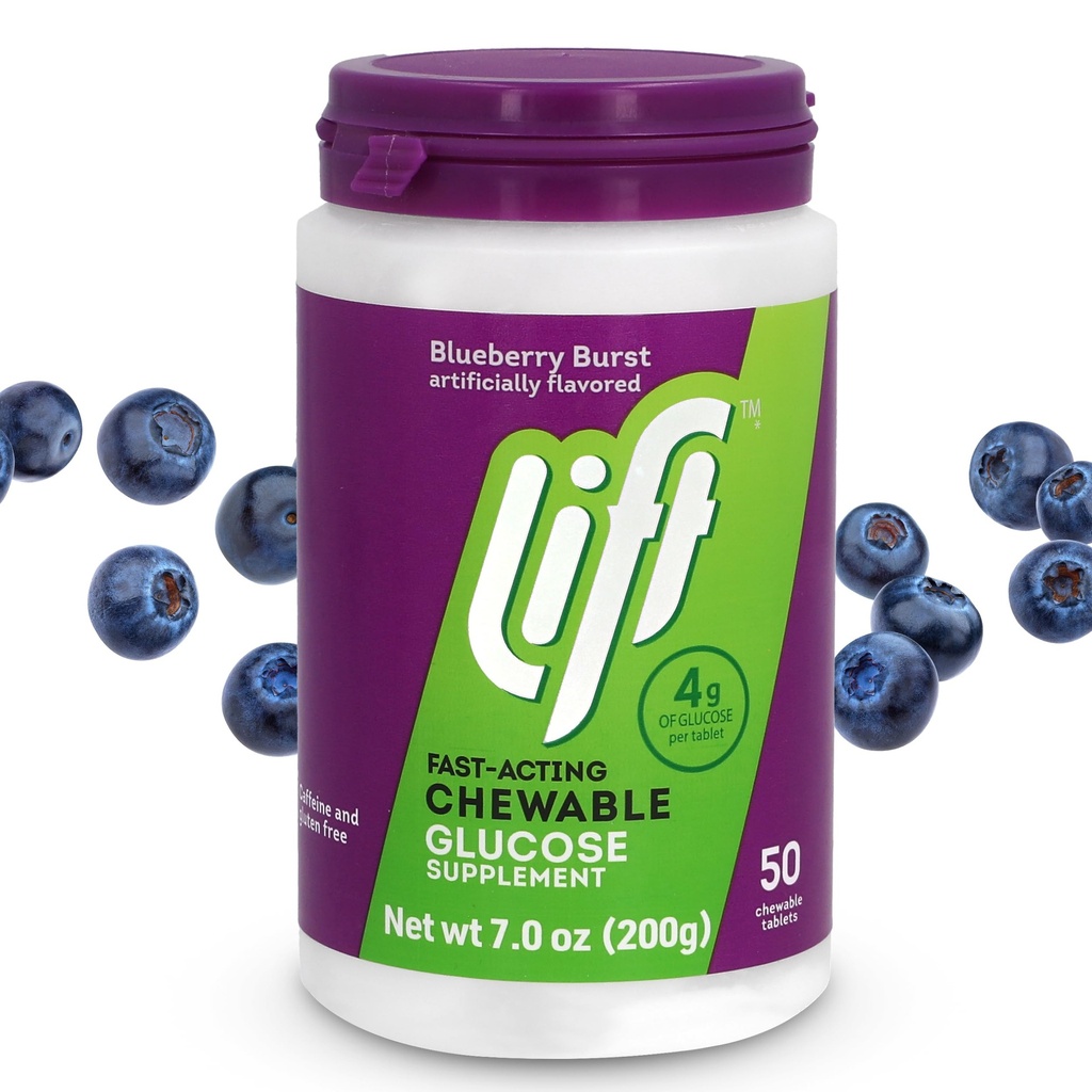 Lift Glucoză rapidă Glucoză tablete de energie masticabile, afine, 50 ct borcan (Pachet de 1)