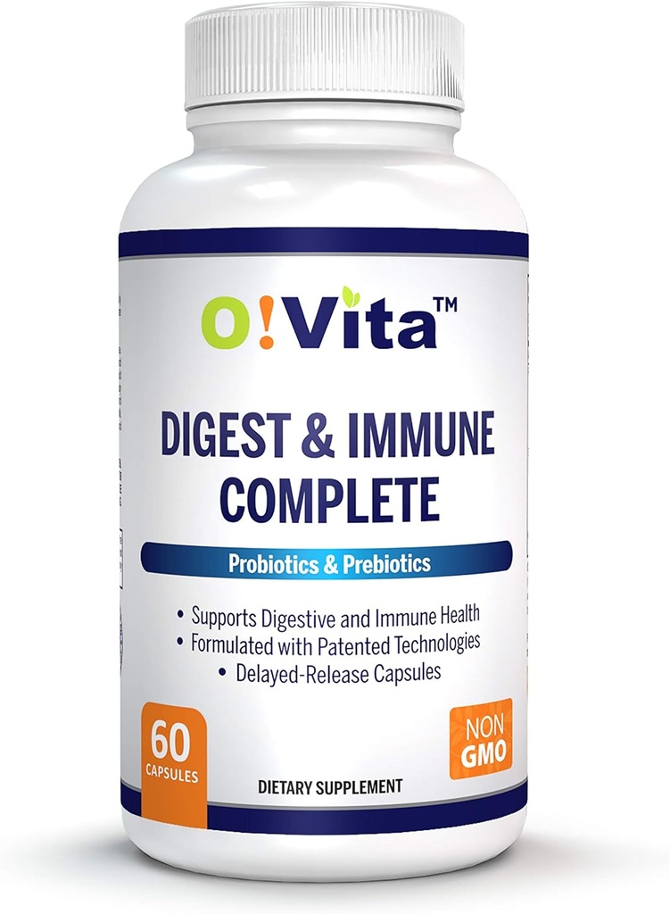 Digest & Immune Probiotice complete & Prebiotice pentru femei și bărbați, susține Digestive & Gut Health, Sprijină Nutrient-Absorbție și Sănătate Imună (60 capsule non-GMO)