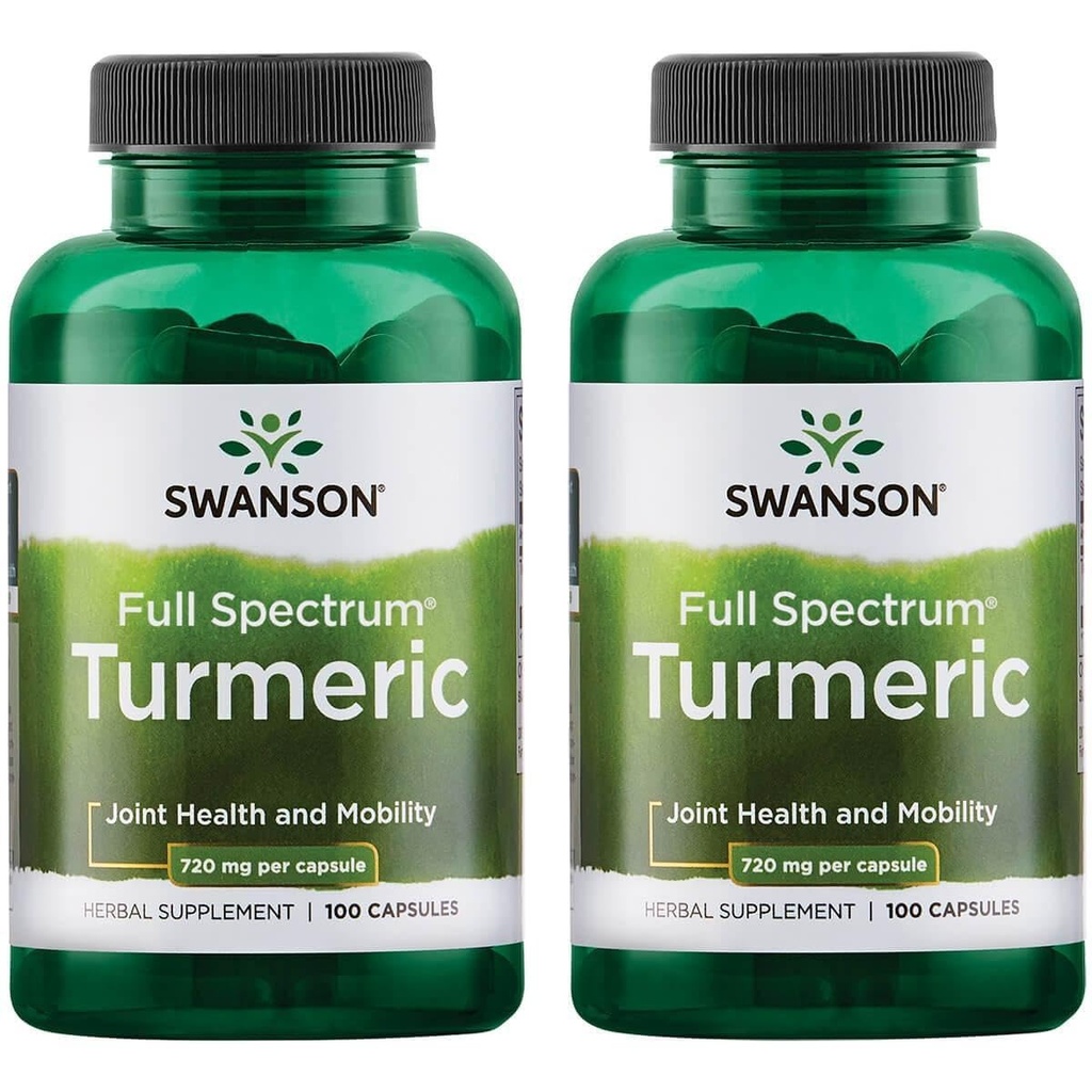 Swanson Premium Brand Turmeric Curcumin Antioxidant Joint Health Cardiovasculară Detoxifiere Ficat Mood şi Memory Supplement Curcuma Longa (Rhizome) 1.44 Grams (1440 mg) 100 Capsule (Pachet de 2)