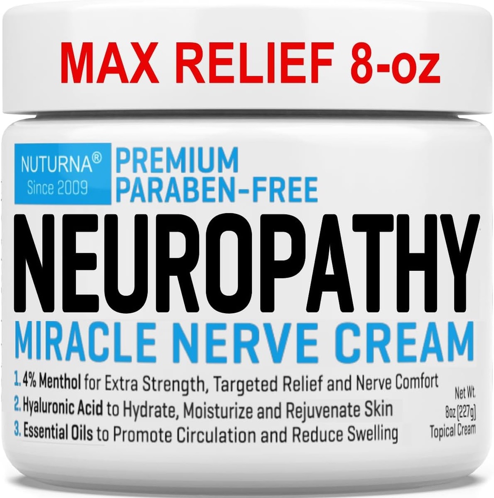 Neuropatie Nervi de ajutor Cream - Premium Nervi Cream 3X Acţiune pentru Relief Targeted şi Soothing Nervi Comfort - Putere maximă cu 4% mentol, MSM pentru picioare picioare picioare picioare picioare & picioare spate - Super mare 8 Oz
