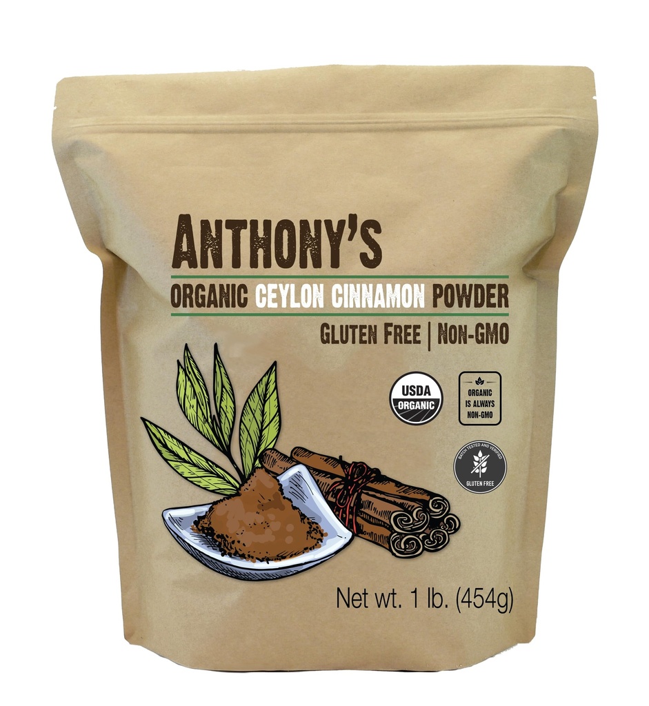 Anthony Organic Ceylon Cinnamon Powder, 1 lb, Ground, Gluten Free, Non Iradiated, Non OMG, Keto Friendly