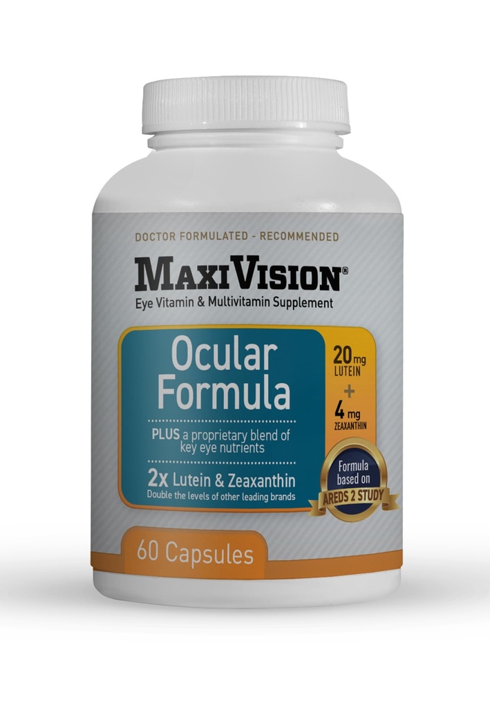 Formula oculară MaxiVision® - AREDS2 - Vitamine oculare și multivitamine - luteină și zeaxantină - 1 flacon (60 capsule)
