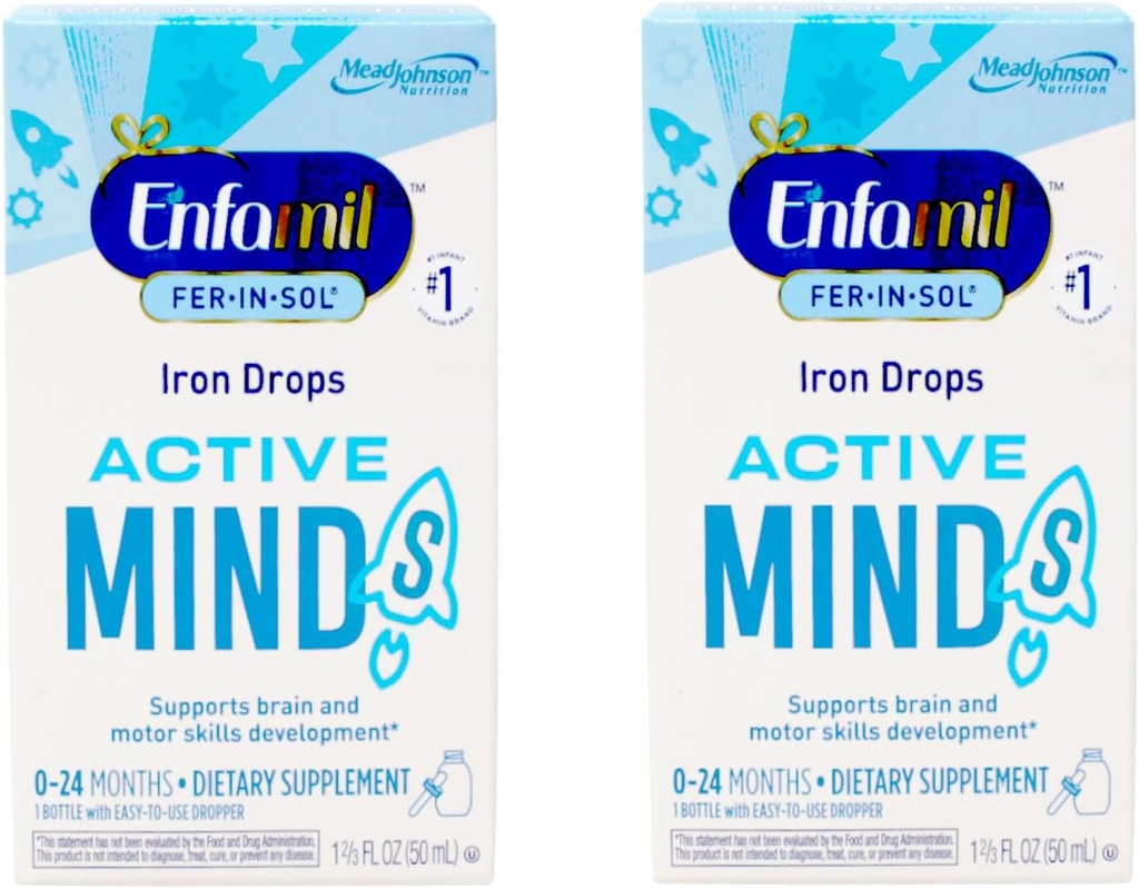 Enfamil Fer-in-Sol Supliment picături de fier pentru sugari şi copii mici, 15 mg, 1,67 fl oz (50 ml) (pachet de 2)