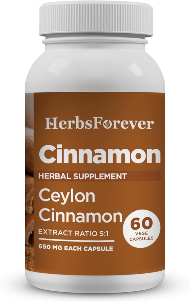 Capsule cu scorţişoară Ceylon Ceylon pentru totdeauna Supliment de susţinere wellness 800 Mg Extract 60 Capsule Vege