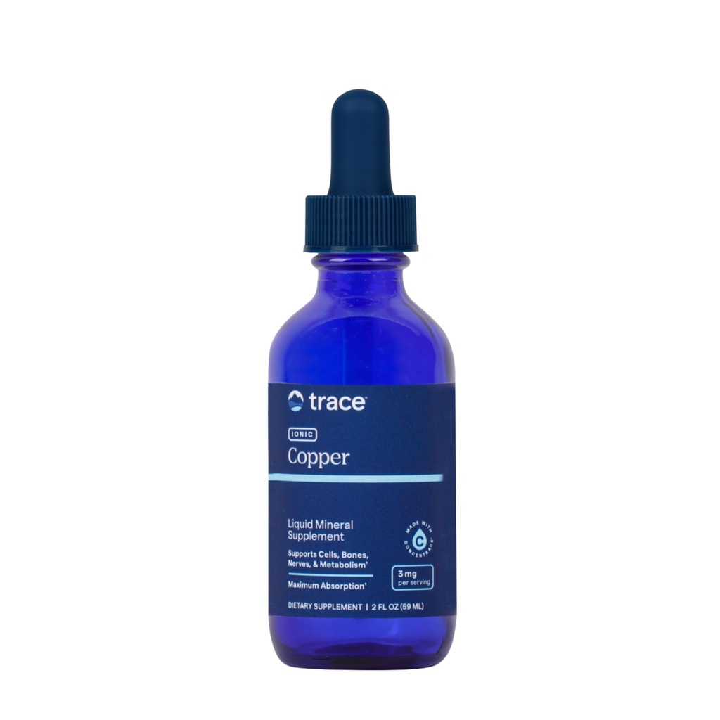Trace Minerale Cupru Ionic - Suplimentul cu cupru lichid pentru sange - Suporturi Sanatos tesut Connectiv, Metabolism & Nervi - 2 fl oz (48 Serviri)