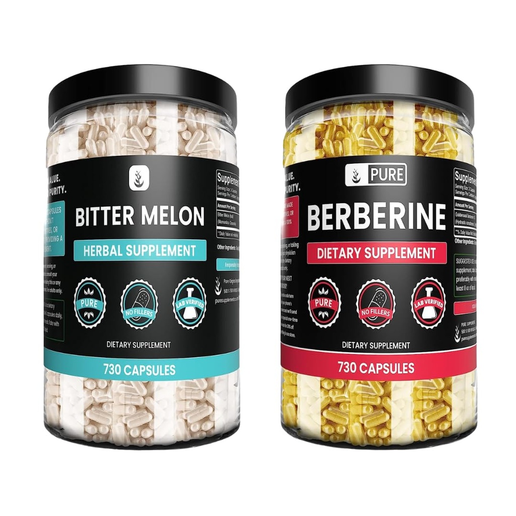 Ingrediente originale pure Berberina Goldenseal & Bitter Melon Capsules Bundle, (730 capsule) No Magneziu sau Rice Fillers