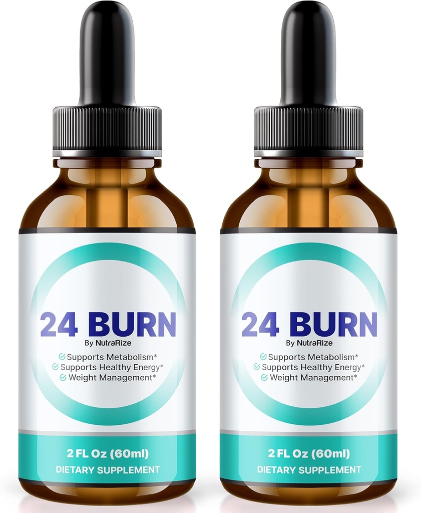 NutraRize (Pache of 2 24 Burn Drops, All-Natural 24Burn Liquid Supplement, Official Nutritional Formula to Support a Healthy and Active Lifestyle, Gotas Reviews (60 Servings)