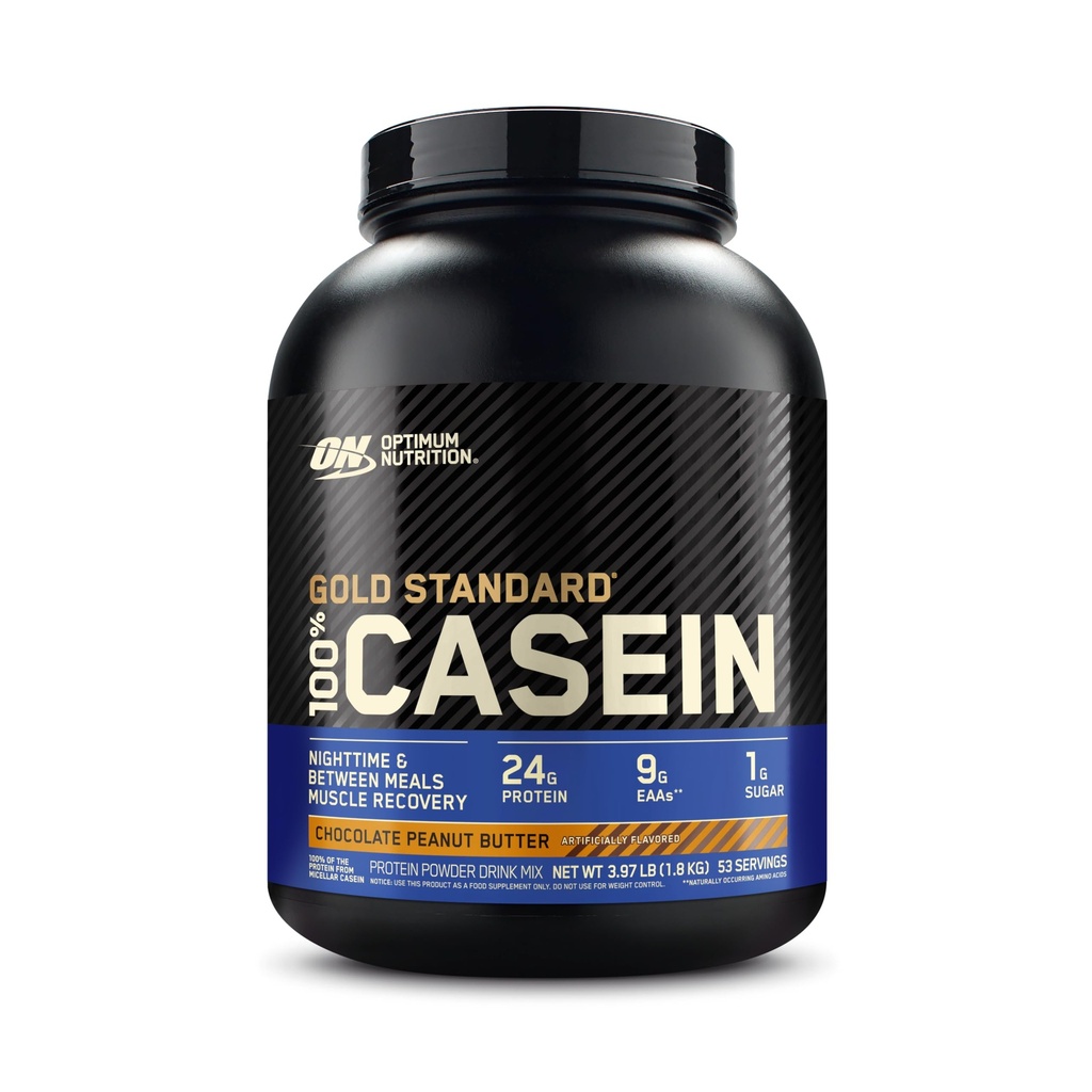 Optimum Nutriție aur standard 100% Micellar Casein Proteine pulbere, Digesting lent, vă ajută să păstrați plin, peste noapte de recuperare musculare, unt de arahide de ciocolată, 4 Pound (Packing May Vary)