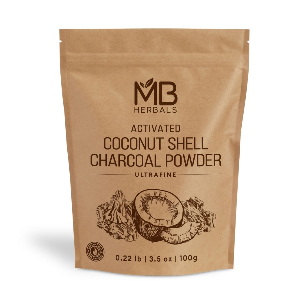 MB Herbals activat Charcoal Powder din nucă de cocos Shell 3.5 oz (100 Gram) Pentru uz extern numai 