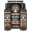 Viking Revolution Beard Wash and Beard conditioner for Men with Argan Oil and Jojoba Oil- Beard Softener and Consolidator Beard Care Beard Shampoo and Balsam with Ginseng Root(5oz,Coffee Whiskey)
