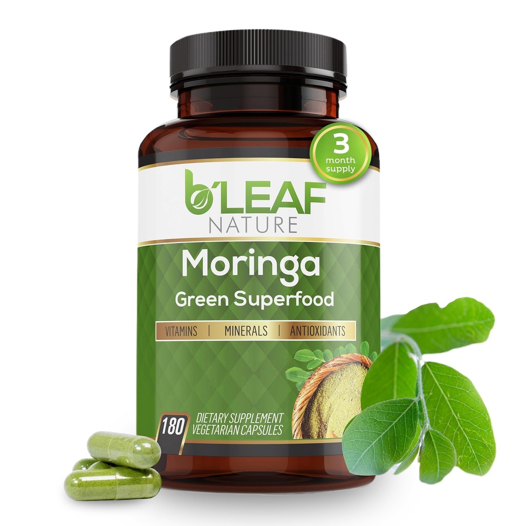 B'LEAF NATURA Organic Moringa Capsule 1000mg, 180 Conte 