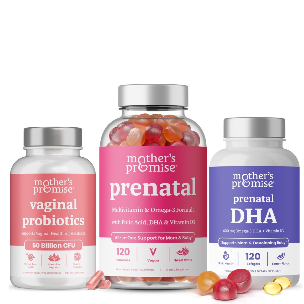 Probiotice vaginale ale mamei + DHA prenatală și vitamine prenatale Gumies Bundle