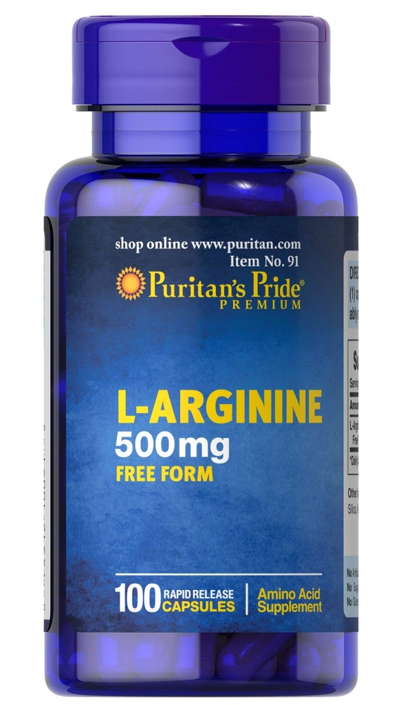 Pride L-Arginine 500 mg puritan, Heart Health Support, 100 Count