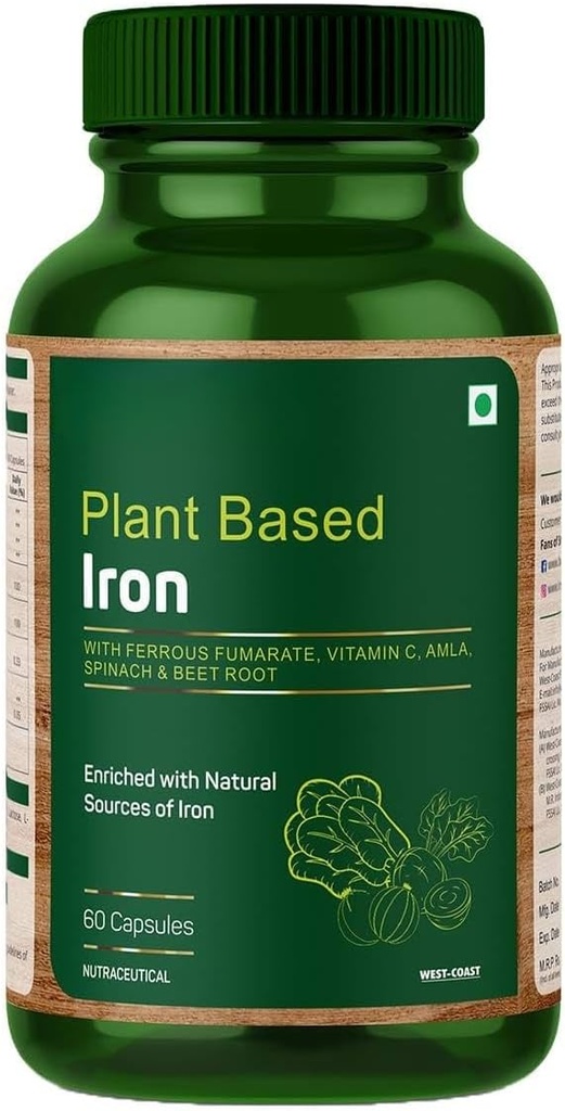 Fier pe bază de plante cu fumarate feroase, vitamina C, santal și rădăcină de sfeclă îmbogațite cu surse naturale de fier 