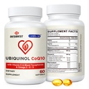Besibest Ubichinol CoQ10-600mg-Softgel, Active Coq10 Ubichinol Supliment cu Vitamina E & Omega 3, 6, 9, High Absorbtion-Coenzime-Q10, puternic antioxidant pentru producerea de energie, testat, 60 Conte
