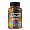 Ceylon Cinnamon Apple Cidru Oţet Root Turmeric Ginger Berberine Gymnema Sylvere Milk Thistle Licorice -150 Capsule - Made in USA
