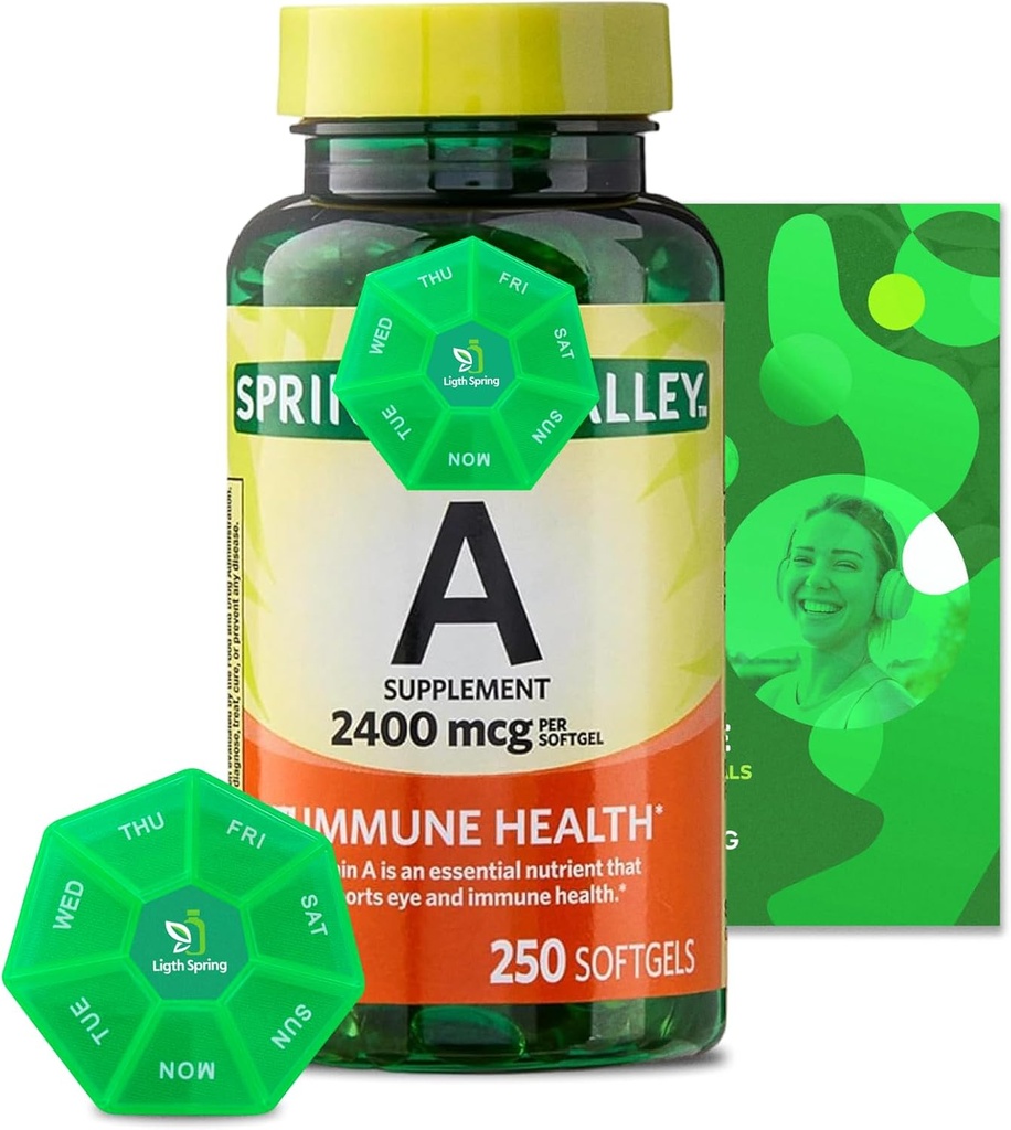 Vitamina A Supliment 2400 mcg, 250 Softgels cu Bundle Exclusive Vitamine & Minerale - A la Z - Ghid mai bun Ligth &Spring