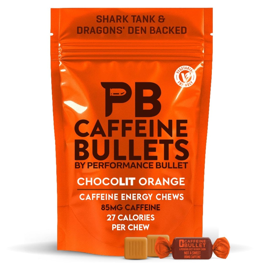 Cafeine Bullet Energy Chews - Ciocolata Orange. 16 * 85mg - mai rapid Kick Than Pills, Gels & Gum. Sport Science pentru rulare, Ciclism, Gaming. O creştere a rezistenţei înainte de antrenament.