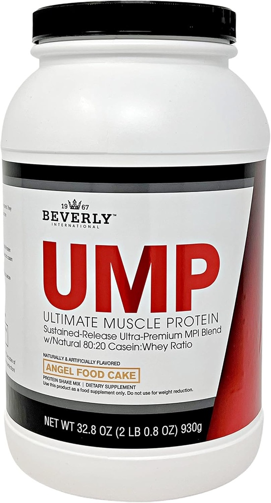 Beverly International UMP Proteine Powder, Angel Food Cake. Unique Whey-Casein Ratio construiește Lean Muscle. Ușor de săpat. Nu Bloat. (32.8 oz) 2lb.8 oz