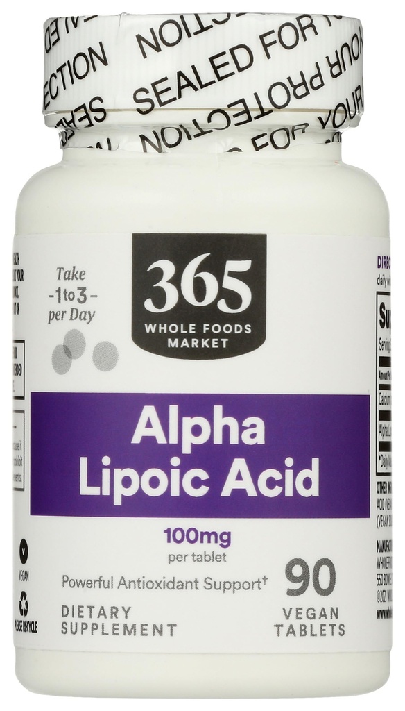 365 de Whole Foods Market, Alpha Lipoic Acid 100mg, 90 Count