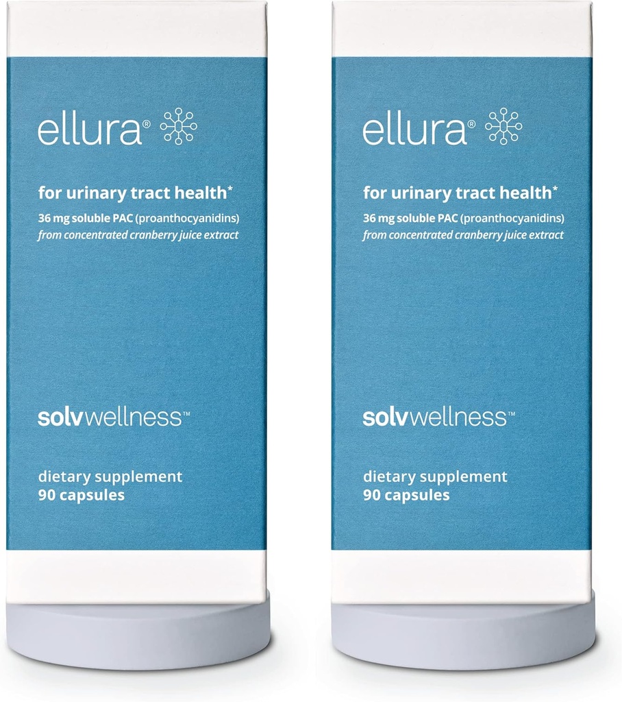 Ellura Solv Wellness Suplimentul Cranberry dovedit clinic: Obţine înainte de ITU cu 36mg 100% PAC Biodisponibil, 180 Capsule