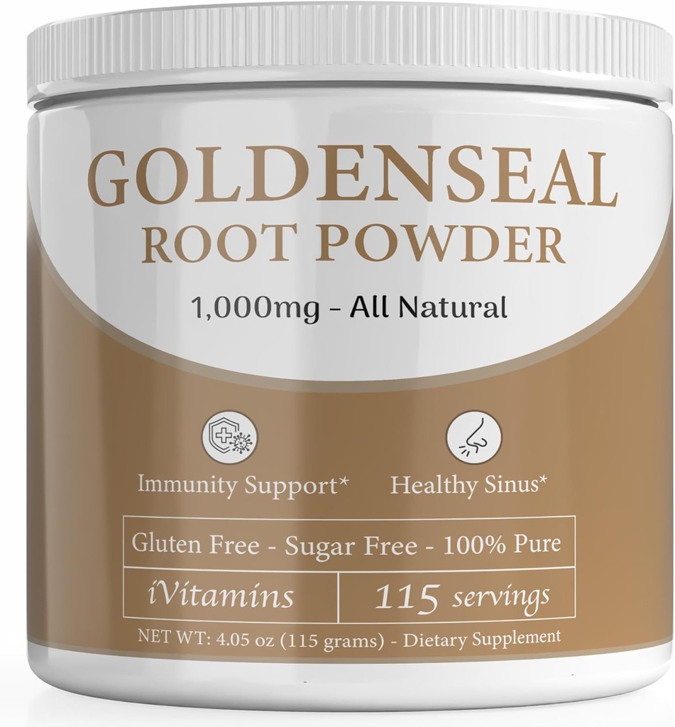 Pulbere de focă de aur - pulbere de focă de aur pentru sinus - auriu - Echinacea Goldenseal - Root - Golden Seal - Goldenseal Root Powder Organic - 1000 mg per Servire - 115 Serviri