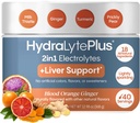 Suport pentru ficat Hydralyte + Electrolite Mix with Milk Thistle, Turmeric, Ginger, Prickly Pear, extract de ceai verde Formulat pentru rehidratare rapidă, (Blood Orange Ginger, 40 Serveste Tub)