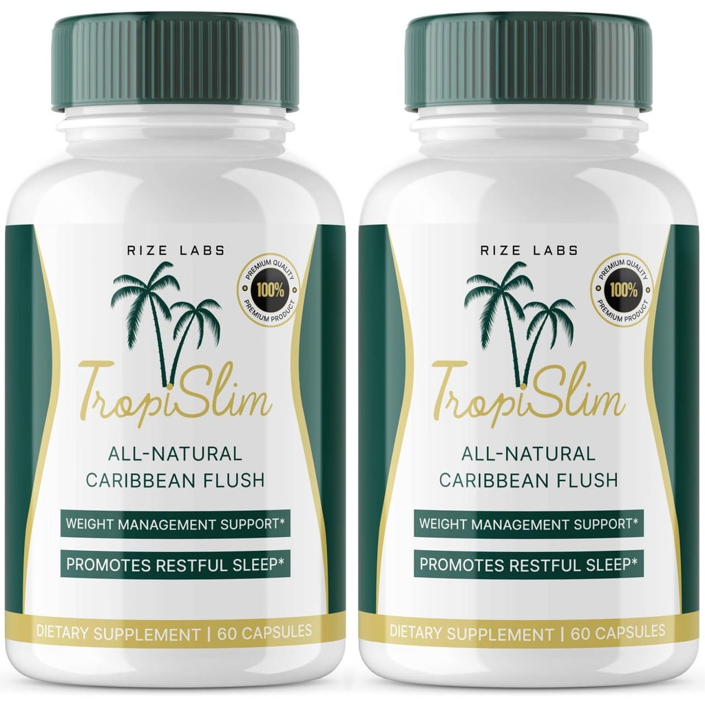 (Official 2 Pack) Tropislim, Tropislim All Natural Caribbean Flush, Weight Loss Supplement, Tropislim Slimming Capsule pentru femei, Healthy Lifestyle + Leaner Physique, Tropical Reviews (120 capsule)