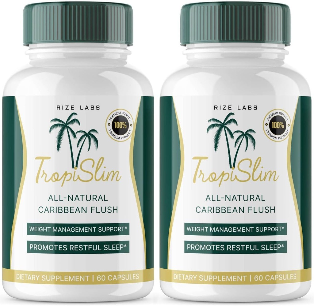 (Official 2 Pack) Tropislim, Tropislim All Natural Caribbean Flush, Weight Loss Supplement, Tropislim Slimming Capsule pentru femei, Healthy Lifestyle + Leaner Physique, Tropical Reviews (120 capsule)