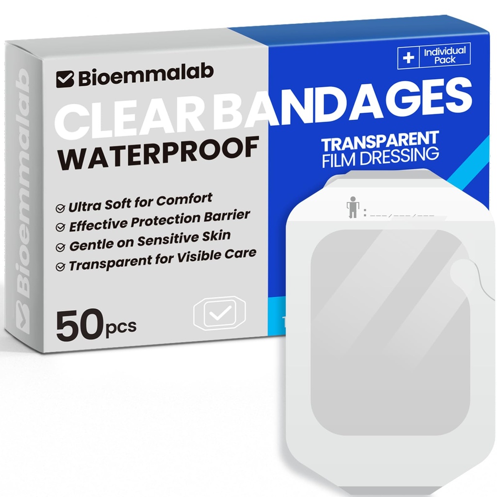 Bandaje mari impermeabile Dressing-uri clare Tattoo Bande Răni sensibile ale pielii de îngrijire, Film transparent dressing Patch ocluziv adeziv pentru uz post-chirurgic, 4" x 4 3/4," 50 Packs