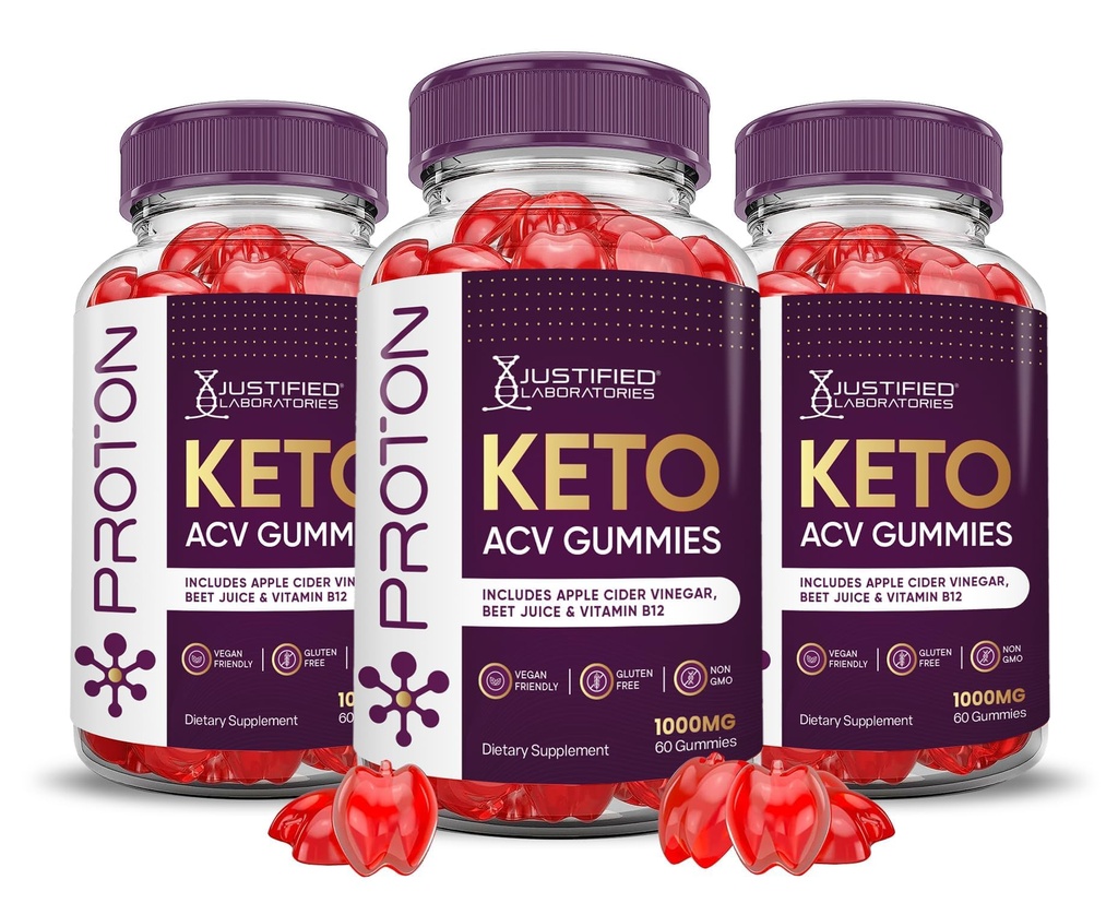 Laboratoare justificate (3 ambalaj Proteină Proton Keto ACV Gummies Advanced Formula 1000MG Proton Boost Formulat cu Pudră de sfeclă de rodie B12 Vegan Non OMG 180 Gummys