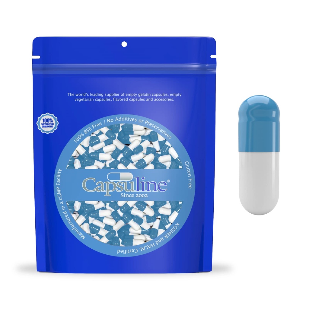 Capsulină de culoare 0 Capsule goale de Gelatină albastru / alb 1000 Număr 