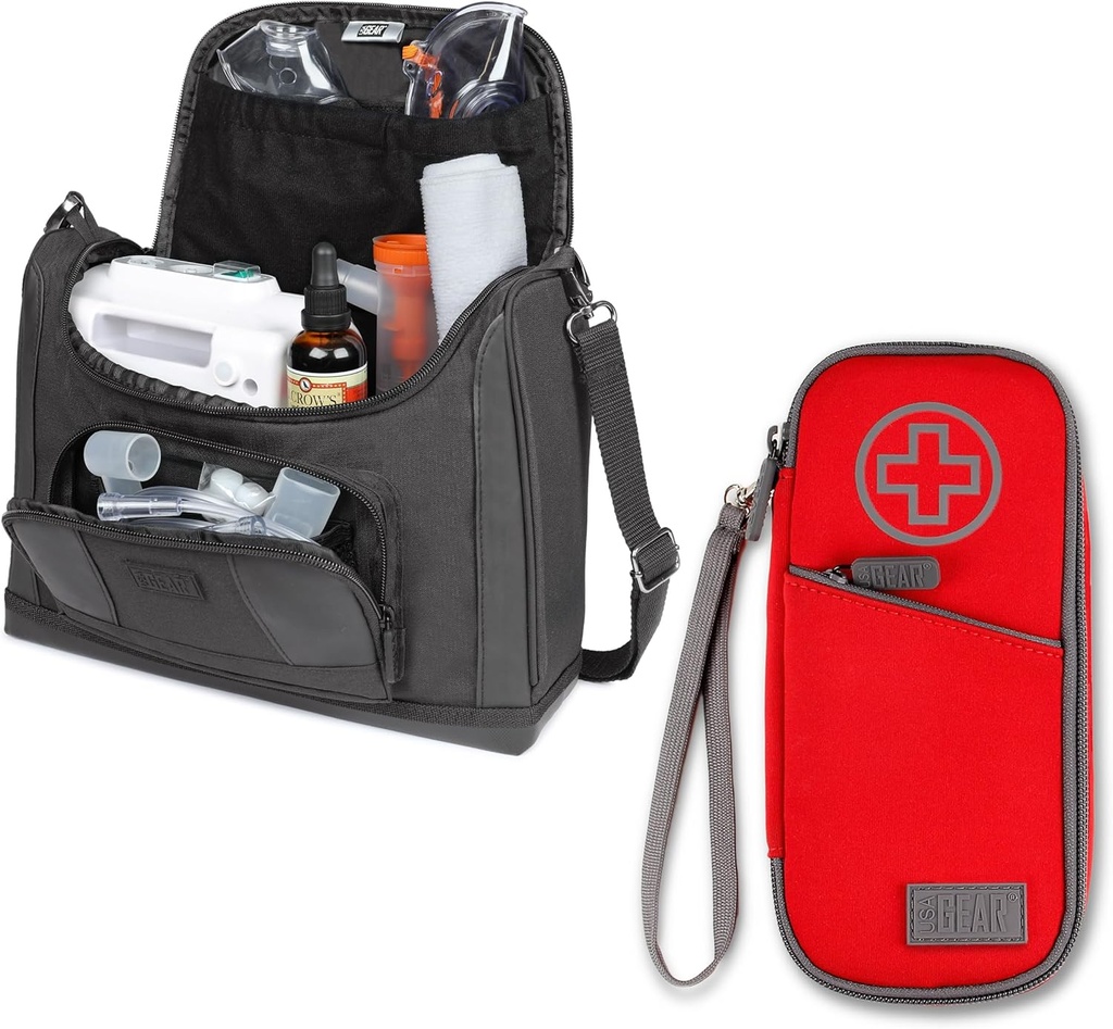 Statele Unite ale Americii nebulizator GEAR care transportă + izolat caz de inhalator astm (rosu) - Bundle