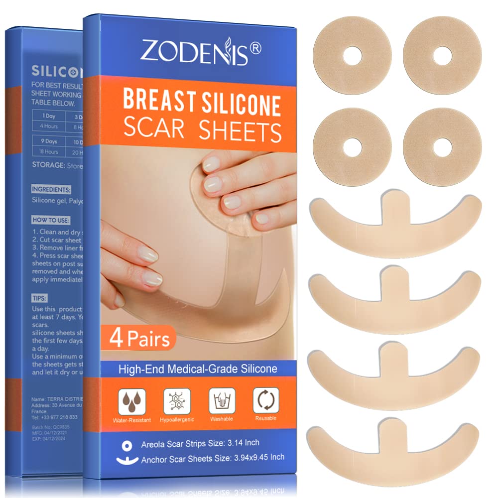 Silicon cicatrice foi pentru san - 8 Pack, inclusiv 4 Areola benzi moi & 4 foi Ancora
