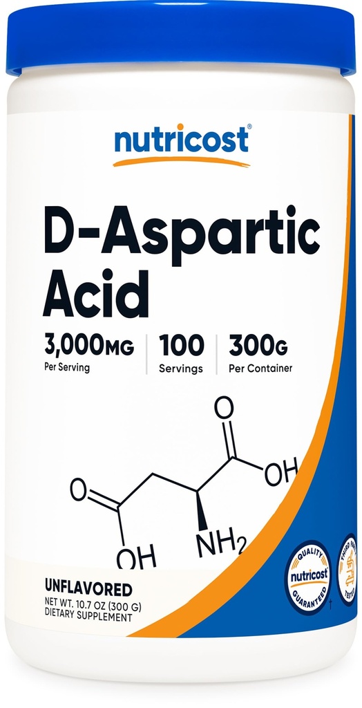 Nutricost D-acid aspartic (DAA) Pulbere 300G - Acid aspartic pur D