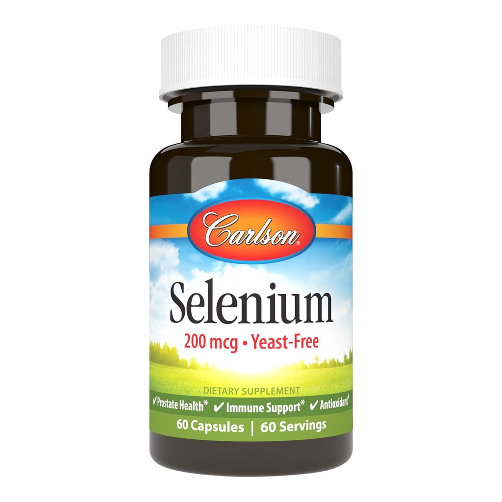 Carlson - Seleniu, 200 mcg Drojdii-Free, Protestatare Sănătate şi Suport Imun, Antioxidant, 60 Capsule