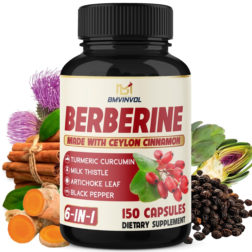 Berberine cu scorțișoară Ceylon, Turmeric, Thistle lapte, Anghinare, Pepper negru - 150 Conte - Pachet de 1